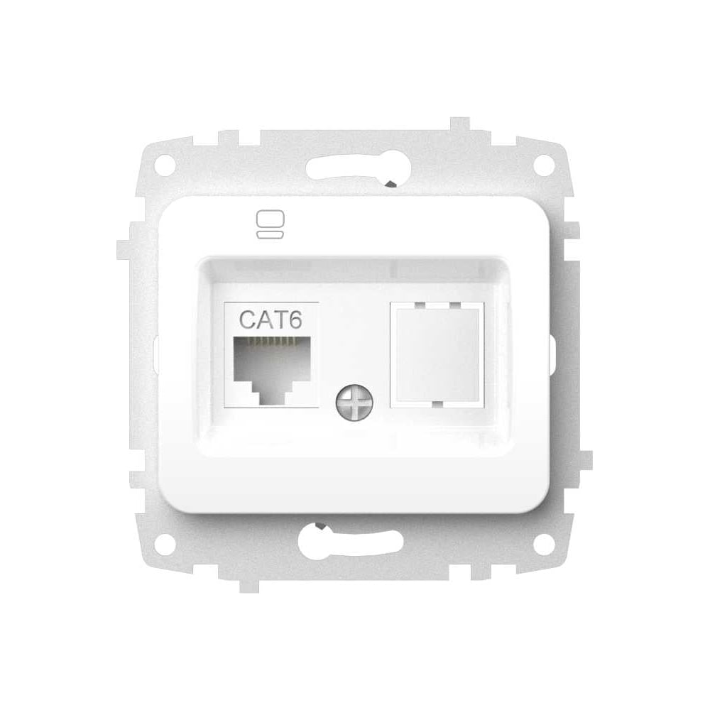 Изображение товара Компьютерная розетка Elbi Jazz CAT 6 белая монтаж встроенный RJ45