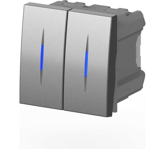 Изображение товара 2-клавишный выключатель с подсветкой Elbi Moda Vox M+K серый металлик 611-041032-203
