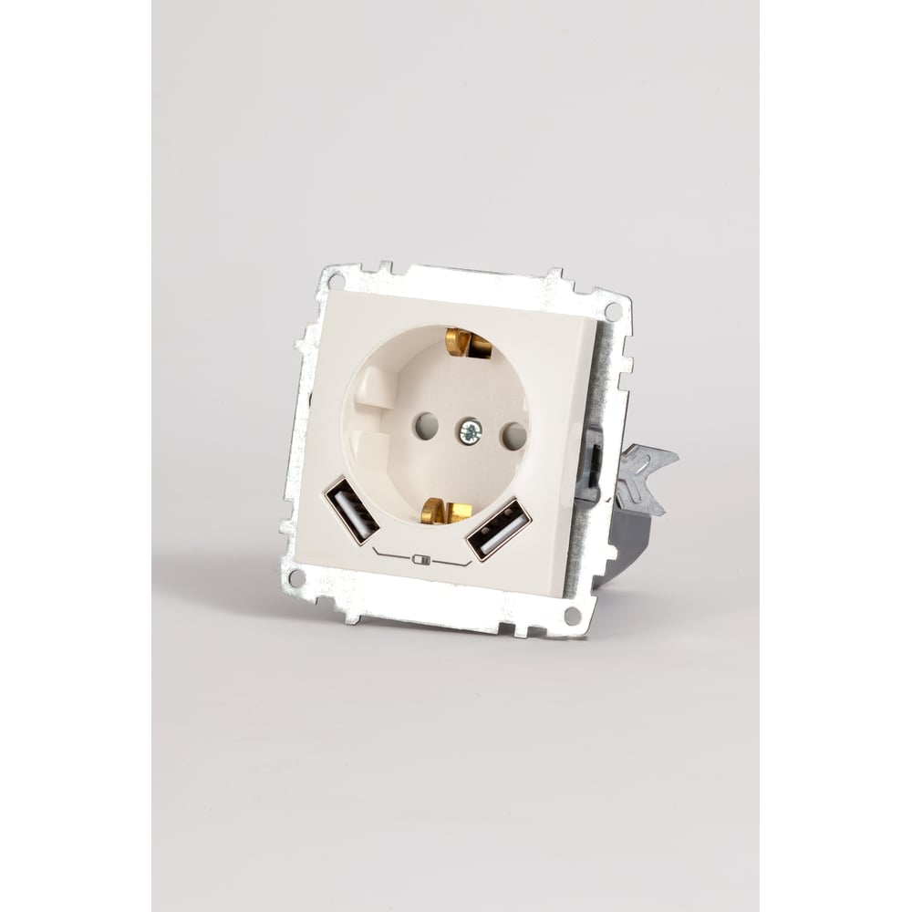 Изображение товара Розетка с USB Elbi Zena Vega белая с заземлением и защитой детей