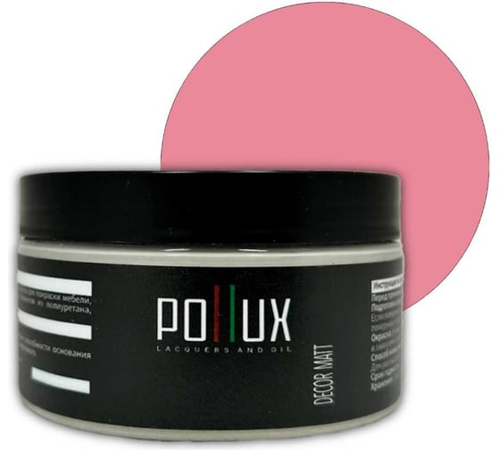 Изображение товара Краска для мебели без запаха матовая быстросохнущая для кухни / дерева / декора акриловая Pollux Decor Matt, объем 250мл, цвет светло-розовый (RAL 3015) PDM-3015-025L