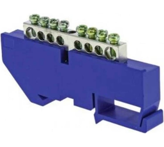 Изображение товара Шина N "ноль" HLT на DIN-изол ШНИ-6x9-10-Д- никелированная синий (10 шт в уп) 081-03-143
