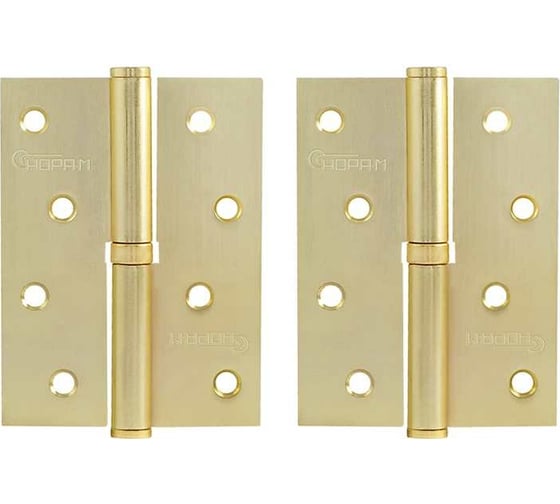 Изображение товара Петля НОРА-М 750-4" мат.латун.покр. левая 2,5 мм №2 10588