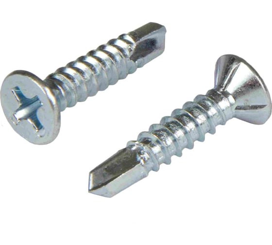 Изображение товара Оконный саморез Квадра со сверлом, 3.9x32 мм, белый цинк, кор. 500 шт. 413903200500