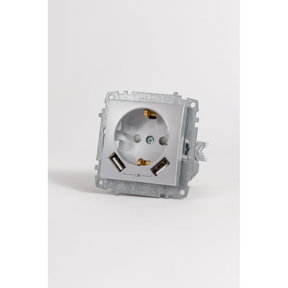 Изображение товара Розетка Elbi Zena Vega с USB и защитой от детей, серый металлик