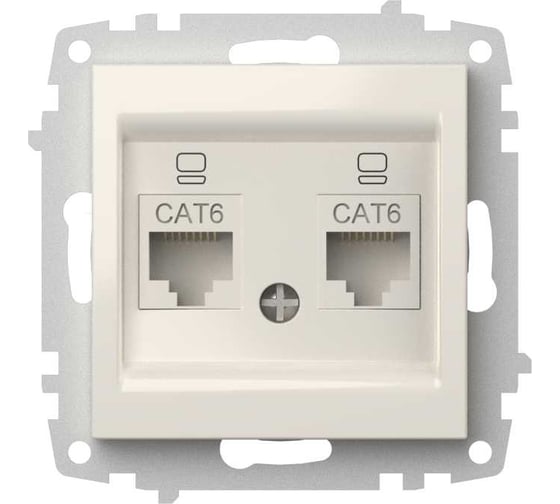 Изображение товара Розетка компьютерная двойная (Cat 6) Elbi Zena Vega белый M+K 609-010200-248