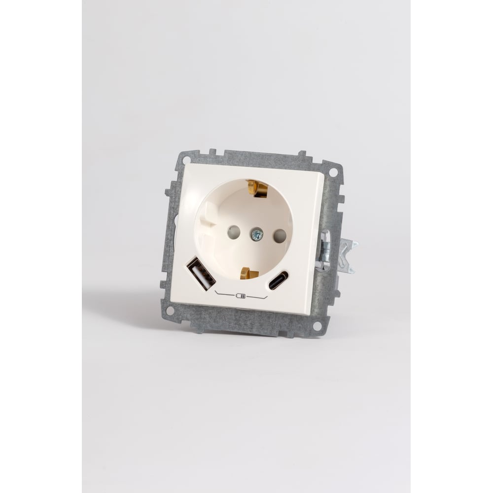 Изображение товара Розетка Elbi Zena Vega белая с USB и Type C для встраиваемого монтажа