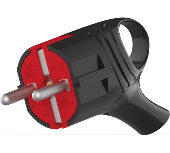 Изображение товара Вилка Elbi с/з угловая с кольцом ч/к черный/красный 505-000121-800