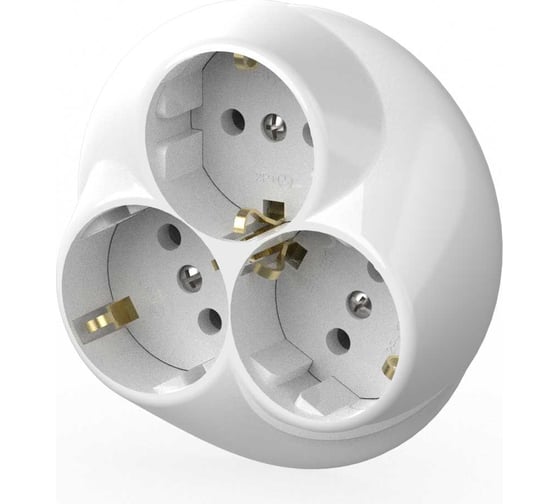 Изображение товара Розетка Elbi Zena Белоснежный для скрытой установки с заземлением 3Гн 500-005600-819