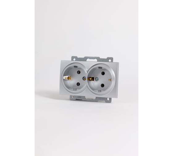 Изображение товара Розетка Elbi Zena Vega Серый Металлик 2-я с заземлением M+K 609-011000-907