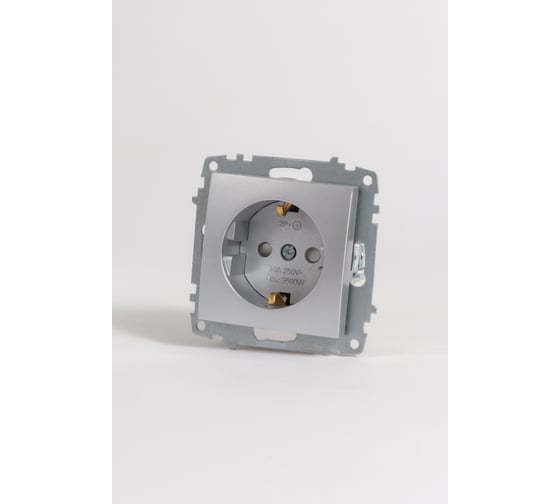 Изображение товара Розетка Elbi Zena Vega Серый Металлик с заземлением и защитой от детей M+K 609-011000-243