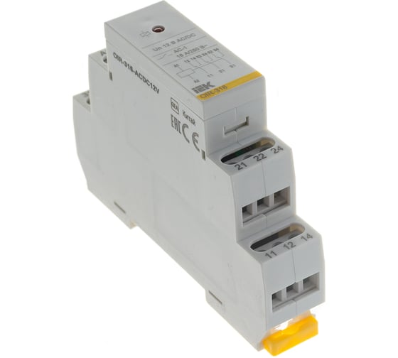 Изображение товара Промежуточное реле IEK OIR 3 контакта, 16А, 12В, AC/DC OIR-316-ACDC12V