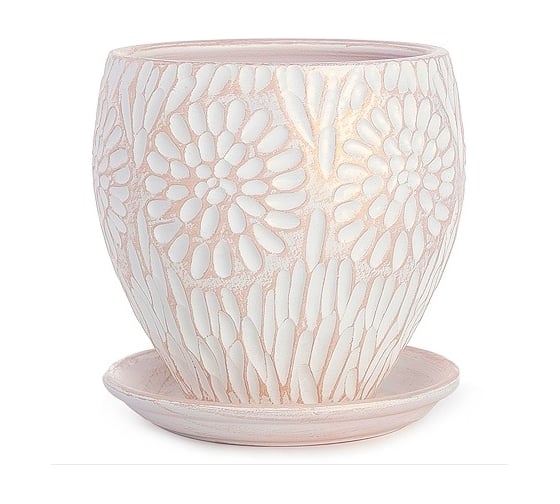 Изображение товара Кашпо с поддоном Сады Аурики Астра конус, керамика, бел жемч, d18см, h19.5см, 3.4л 26 223 071267