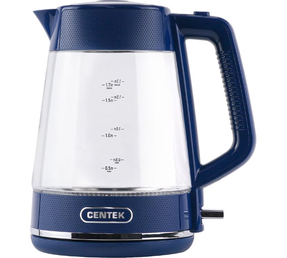 Изображение товара Чайник Centek CT-1014 синий, стекло, 1.7 л, 2200 Вт, LED, Защита от перегрева, STRIX контроллер CT-1014 Blue