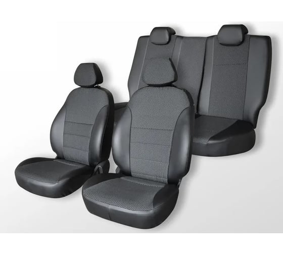 Изображение товара Чехлы на сиденья DEFLY Suzuki SX4, 2006-2016, хэтчбек, задний ряд 60/40, экокожа черная/жаккард Sz1-2C