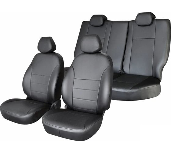 Изображение товара Чехлы на сиденья DEFLY Toyota Avensis (Т250), 2003-2008, cедан, задний ряд 60/40, экокожа черная Ty10-2K