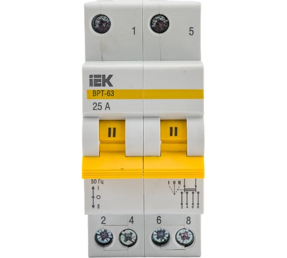 Изображение товара Трехпозиционный выключатель-разъединитель IEK ВРТ-63, 2P, 25А MPR10-2-025