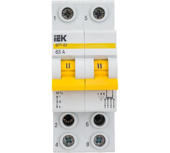 Изображение товара Трехпозиционный выключатель-разъединитель IEK ВРТ-63, 2P, 63А MPR10-2-063