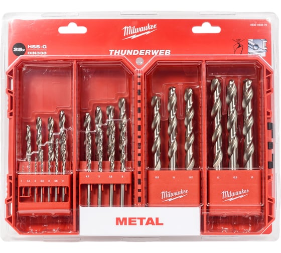 Изображение товара Сверла по металлу THUNDERWEB HSS-G набор 25 ед. (1-13 мм) GEN III Milwaukee 4932493870