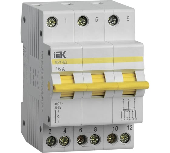 Изображение товара Трехпозиционный выключатель-разъединитель IEK ВРТ-63, 3P, 16А MPR10-3-016