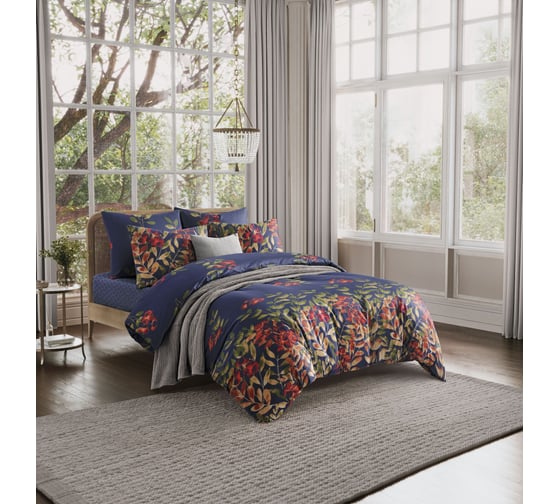 Изображение товара Комплект постельного белья Guten Morgen поплин, "Амелия" рис. 1153, 2 спальный макси, с наволочками 70x70 см ПБ-1153П-175-220-70