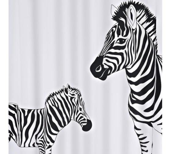 Изображение товара Штора для ванных комнат RIDDER Zebra белый/черный, 180х200 42311