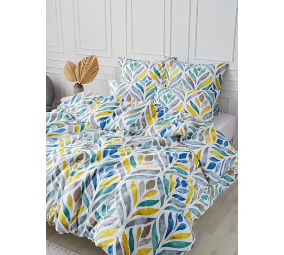 Изображение товара Комплект постельного белья Guten Morgen поплин, "Виридиан" рис. 1148, 2 макси, с наволочками 70x70 см ПБ-1148-175-220-70