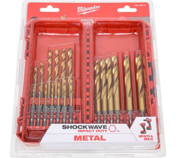 Изображение товара Сверла по металлу RedHEX HSS-TiN набор 19 ед. (2-10 мм) GEN II Milwaukee 4932493866