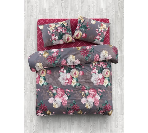 Изображение товара Комплект постельного белья Guten Morgen поплин, рис.1035, Eleanor, 2 спальный макси, с наволочками 70x70 см GMП-1035-175-220-70