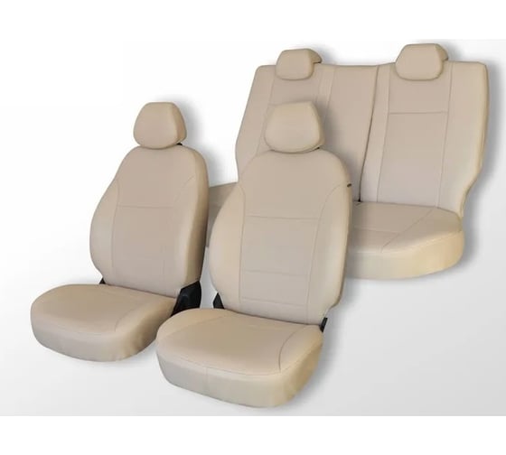 Изображение товара Чехлы на сиденья DEFLY Toyota Land Cruiser Prado (J120), 2002-2009, левый руль, экокожа бежевая Ty13-6K