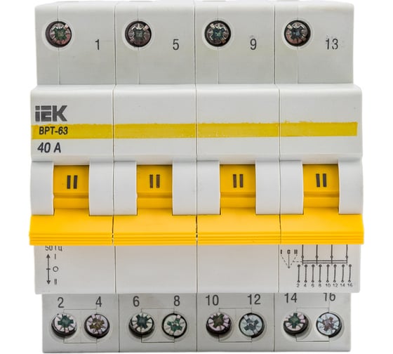 Изображение товара Трехпозиционный выключатель-разъединитель IEK ВРТ-63, 4P, 40А MPR10-4-040