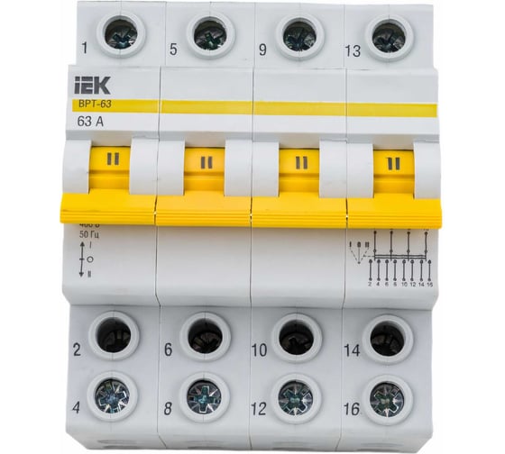 Изображение товара Трехпозиционный выключатель-разъединитель IEK ВРТ-63, 4P, 63А MPR10-4-063