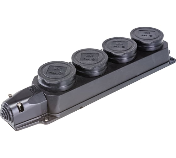 Изображение товара Четырехместная розетка (колодка) с защитными крышками IEK РБ34-1-0м ОМЕГА, IP44 PKR64-016-2-K02