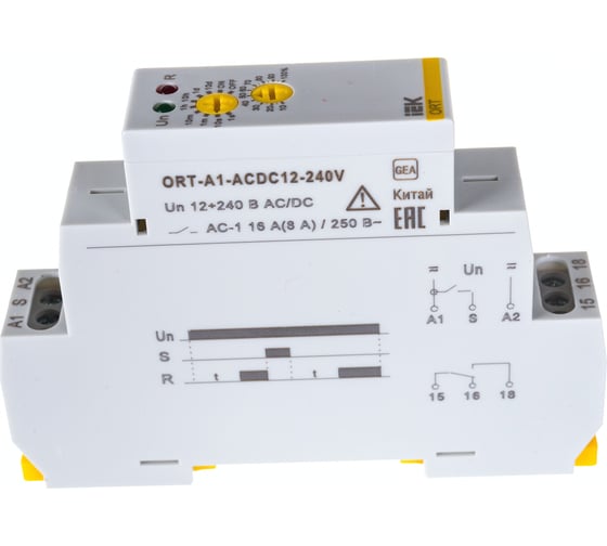 Изображение товара Реле задержки включения IEK ORT. 1 конт. 12-240 В AС/DC ORT-A1-ACDC12-240V