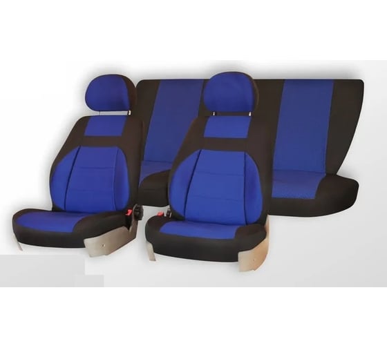 Изображение товара Чехлы на сиденья DEFLY Lada 2107, 1982-2012, дополнительная боковая поддержка, жаккард черный/синий V012-D4