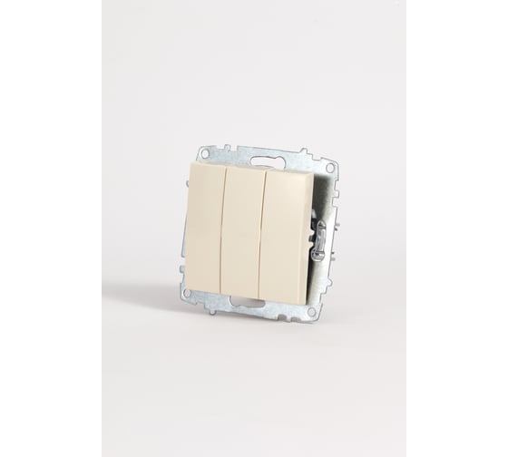 Изображение товара Выключатель трехклавишный Elbi Zena Vega Kремовый 1 выход M+K 609-010300-254