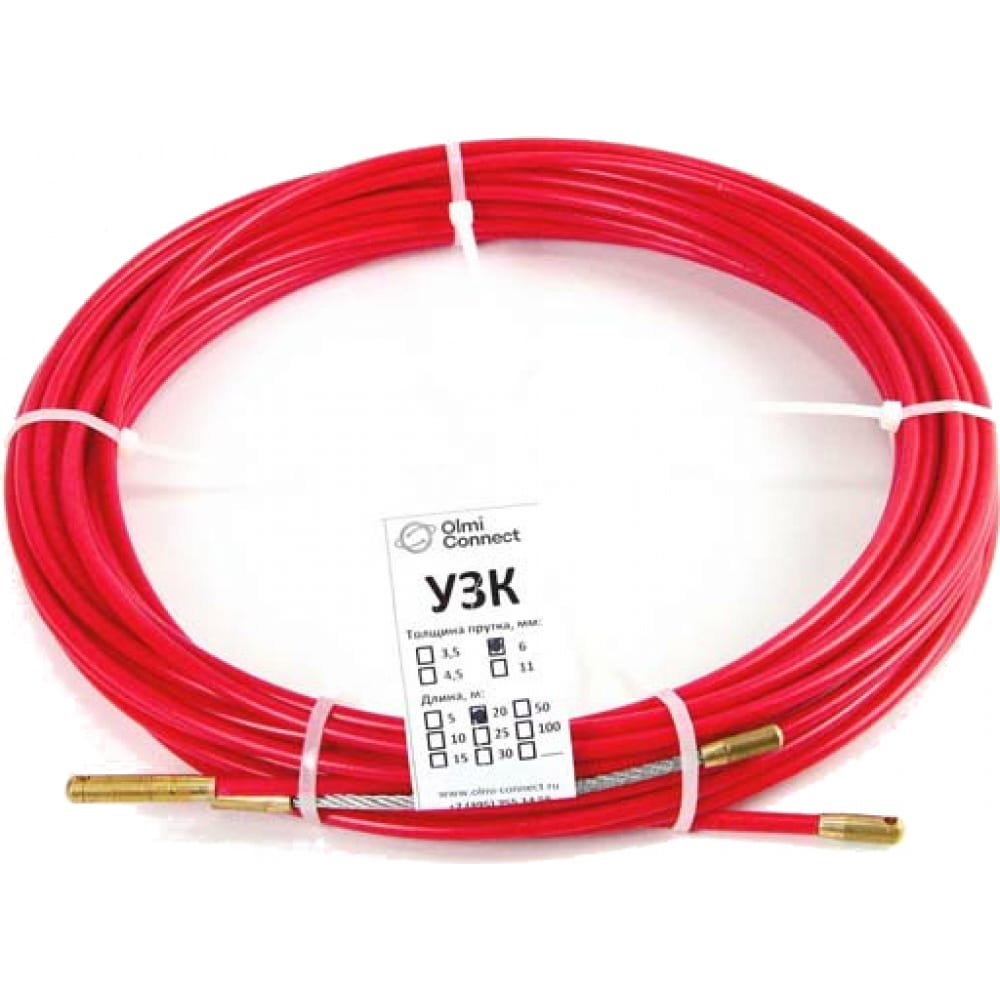 фото Протяжка для кабеля мини olmion узк d=6 мм l=50 м в бухте, красный сп-б-6/50