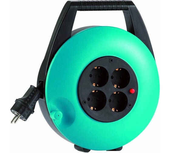 Изображение товара Удлинитель на катушке HEDI 8 метров, 4 розетки IP20 H05VV-F 3Х1,5 зеленый KBT08T