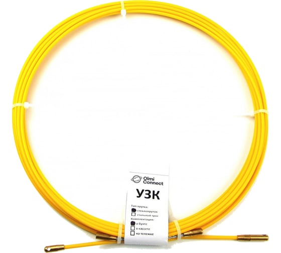 Изображение товара Протяжка для кабеля мини OlmiOn УЗК d=4,5 мм L=20 м в бухте, желтый СП-Б-4,5/20