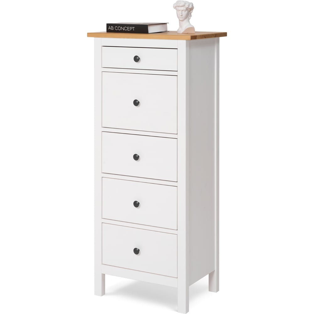 Изображение товара Комод Лузалес КЫМОР 5 ящиков белый/светло-коричневый массив сосны