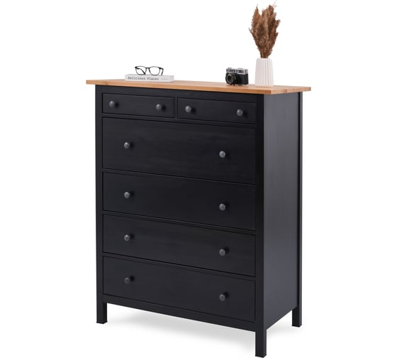 Изображение товара Комод Лузалес КЫМОР 6 ящиков 108x131x50 черный/светло-коричневый 5031020412