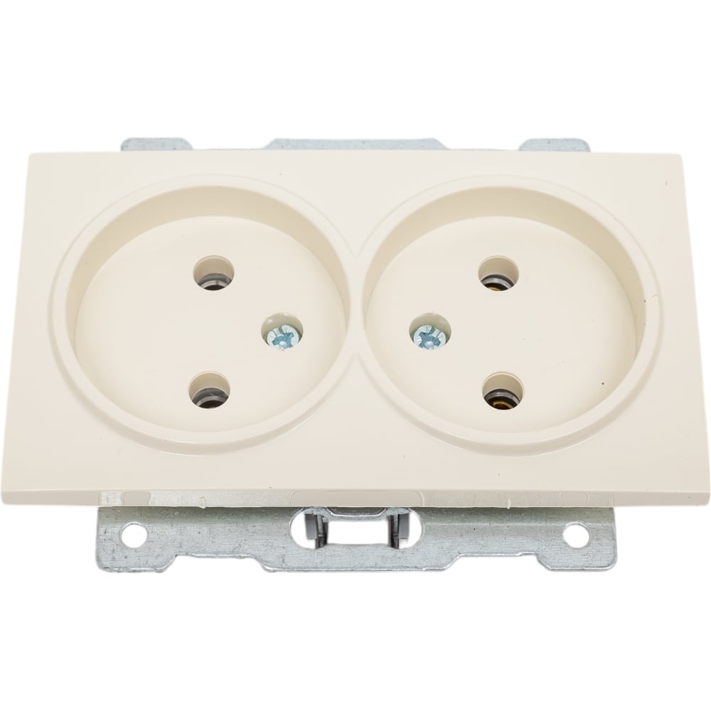 Изображение товара Розетка 2-местная Elbi Zena Vega кремовая без заземления, IP20, модульная