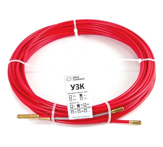 Изображение товара Протяжка для кабеля мини OlmiOn УЗК d=3,5 мм L=60 м в бухте, красный СП-Б-3,5/60