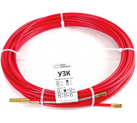 Изображение товара Протяжка для кабеля мини OlmiOn УЗК d=3,5 мм L=30 м в бухте, красный СП-Б-3,5/30