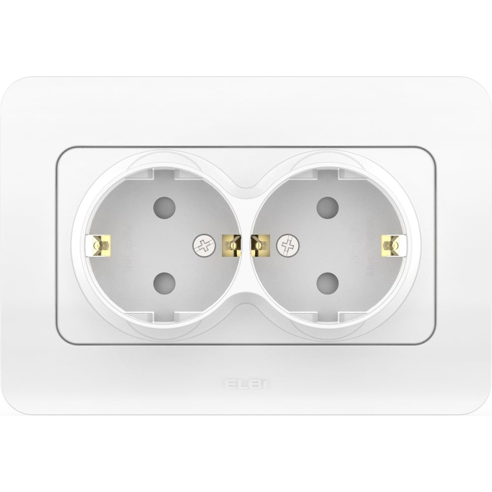 Изображение товара 2-местная розетка Elbi Jazz Белый с заземлением для безопасной электропроводки