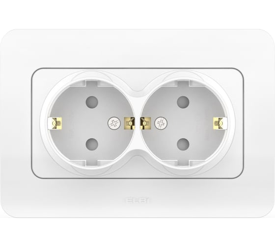Изображение товара 2-местная розетка Elbi Jazz Белый розетка с заземлением защита от детей 508-010200-917