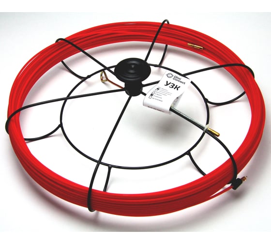 Изображение товара Протяжка стальная OlmiOn, с нейлоновым покрытием, d=3,5 мм L=100 м в кассете №2, красный СТ-К2-3,5/100