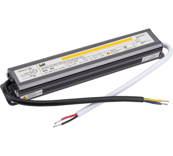 Изображение товара Драйвер IEK LED, ИПСН-PRO, 50Вт, 12В блок- шнуры IP67 LSP1-050-12-67-33-PRO