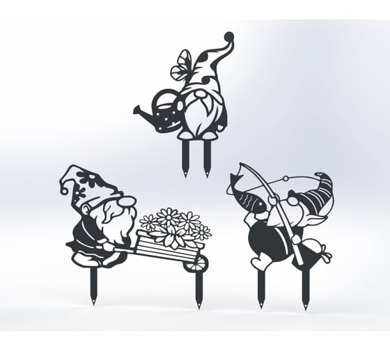 Изображение товара Фигурки садовые металлические Металекс "Гномики" комплект 3 шт, тип 2, серый 115066