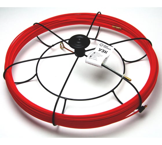 Изображение товара Протяжка стальная OlmiOn, с нейлоновым покрытием, d=3,5 мм L=30 м в кассете №1, красный СТ-К1-3,5/30