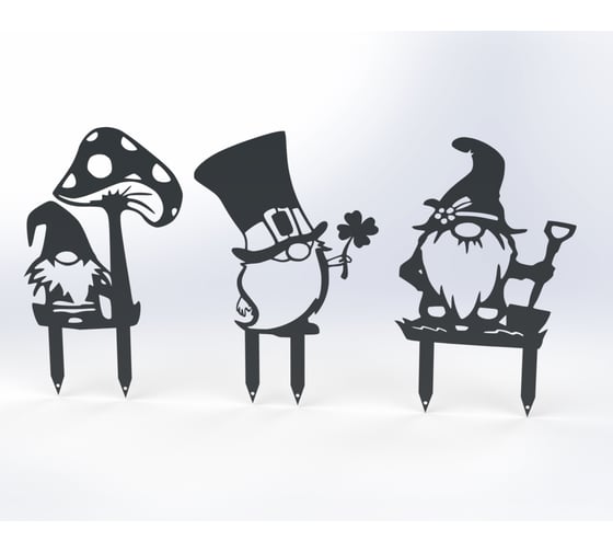 Изображение товара Фигурки садовые металлические Металекс "Гномики" комплект 3 шт, тип 1, серый 115065